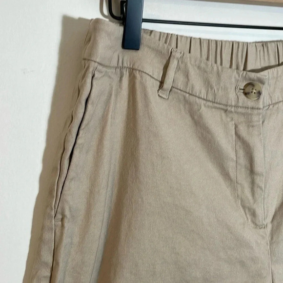 J. Jill Pants Women's 16 Beige Khaki Linen Blend Stretch Cropped Ankle Straight - Picture 3 of 9